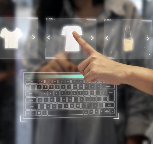 Digital wardrobe on a transparent screen