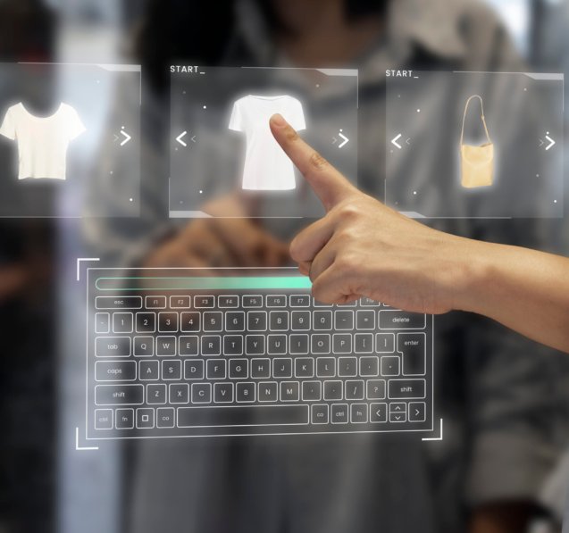 Digital wardrobe on a transparent screen