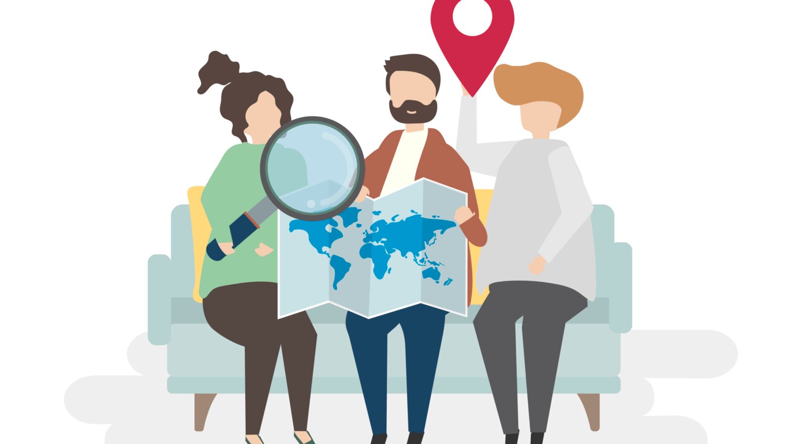 Illustration of characters with traveling concept