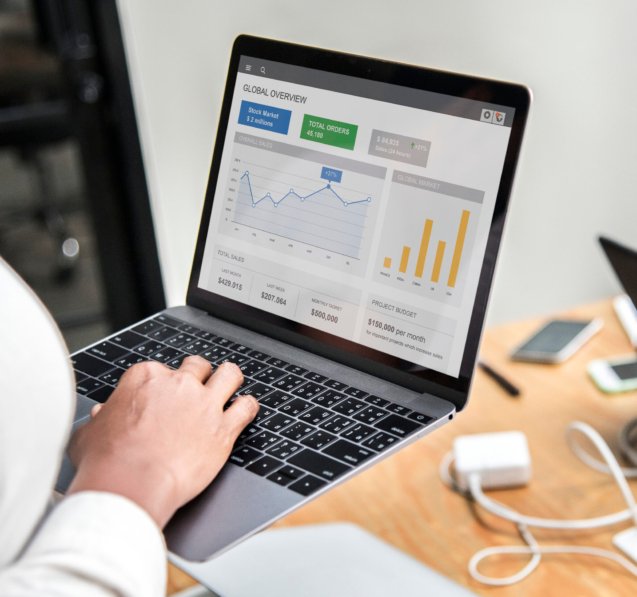 Businesswoman working on a laptop
