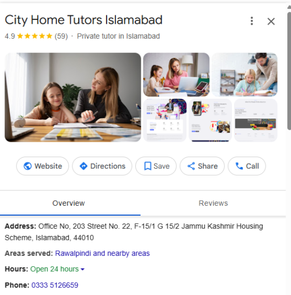 City Home Tutors Islamabad (GBP Local SEO)