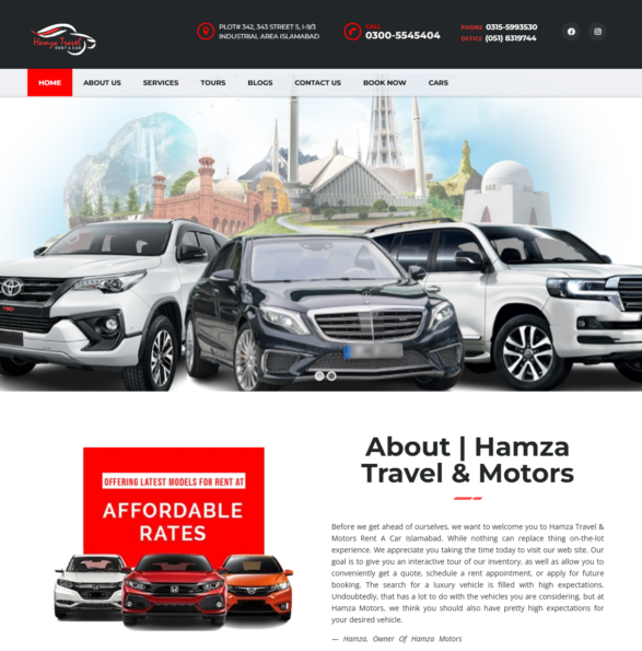 Hamza Travel & Rent a Car (Web Dev)