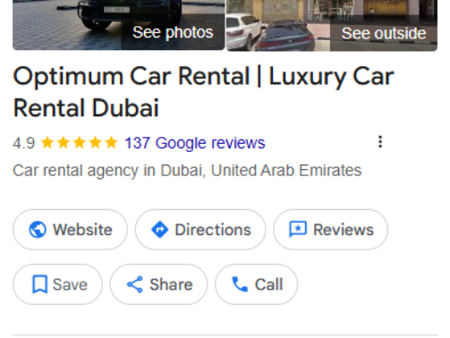 Optimum Car Rental Luxury Car Rental Dubai (GBP Local SEO)