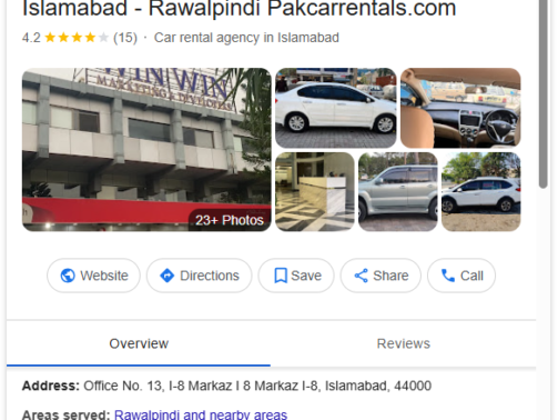 Pak Car Rentals Islamabad - Rent A Car Islamabad - Rawalpindi (GBP Local SEO)
