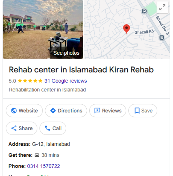 Rehab Center in Islamabad Kiran Rehab (GBP Local SEO)