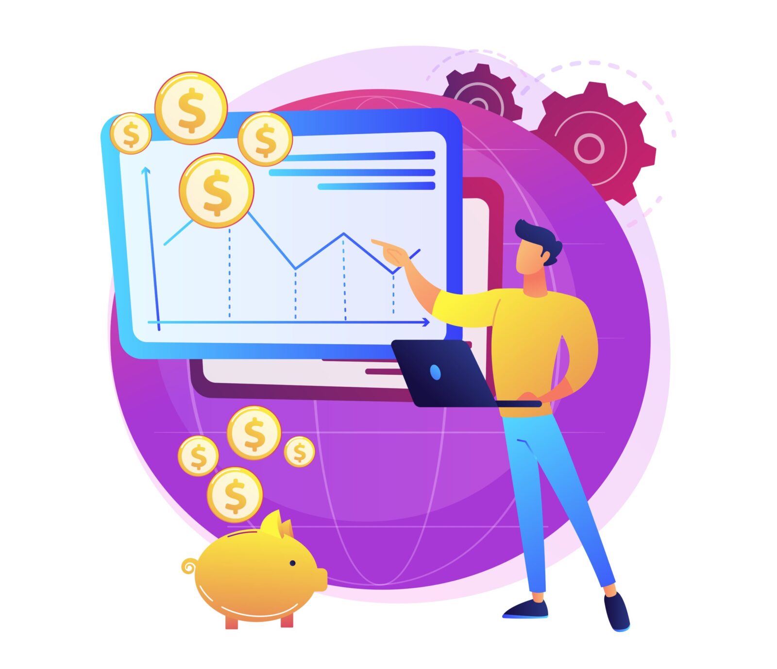 Business idea generation. Girl cartoon character with light bulb symbol. Entrepreneurship, startup project, profitable. Earning money. Vector isolated concept metaphor illustration
